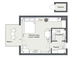 Prodej bytu 1+kk, Praha - Letňany, Letovská, 34 m2