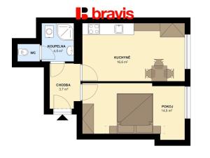 Pronájem bytu 2+kk, Brno - Královo Pole, Srbská, 41 m2