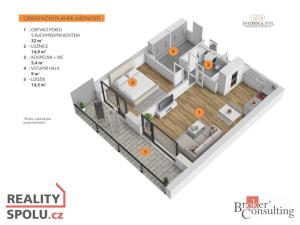 Pronájem bytu 2+kk, Praha - Modřany, Mezi vodami, 62 m2