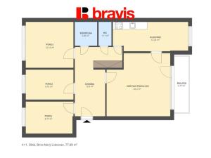 Pronájem bytu 4+1, Brno - Nový Lískovec, Oblá, 78 m2