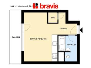 Pronájem bytu 1+kk, Brno, Moldavská, 34 m2
