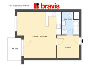 Pronájem bytu 1+kk, Brno - Slatina, Kigginsova, 44 m2