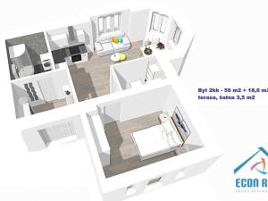 Pronájem bytu 2+kk, Kolín, Havlíčkova, 56 m2