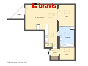 Pronájem bytu 2+kk, Brno - Veveří, Antonínská, 80 m2