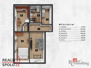 Prodej bytu 3+1, Praha - Modřany, Mráčkova, 62 m2