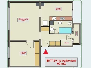Pronájem bytu 2+1, Hradec Králové, Horova, 60 m2