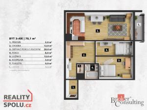 Prodej bytu 3+kk, Praha - Modřany, Plevenská, 70 m2