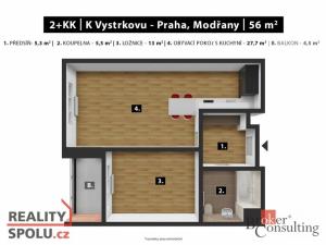 Prodej bytu 2+kk, Praha - Modřany, K Vystrkovu, 56 m2