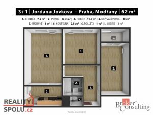 Prodej bytu 3+1, Praha - Modřany, Jordana Jovkova, 62 m2
