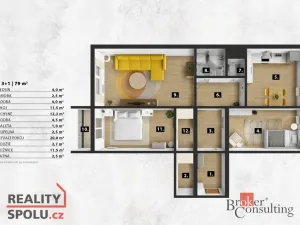 Prodej bytu 3+1, Praha - Modřany, Urbánkova, 79 m2