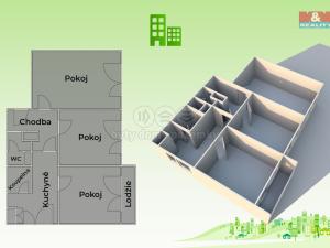 Prodej bytu 3+1, Vsetín, U Bečvy, 75 m2