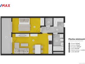 Pronájem bytu 2+kk, Praha - Vysočany, Pod Harfou, 46 m2