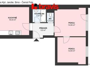 Pronájem bytu 2+1, Brno - Černá Pole, třída Kpt. Jaroše, 60 m2