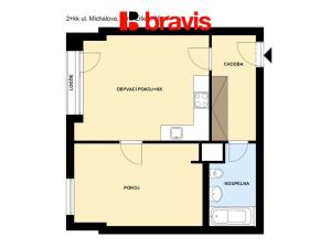 Pronájem bytu 2+kk, Brno - Líšeň, Michalova, 45 m2