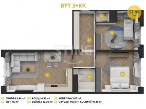 Prodej bytu 2+1, Ostrava, 57 m2