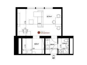 Pronájem bytu 1+1, Teplice - Trnovany, Antonína Sochora, 36 m2