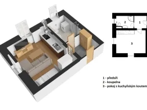 Prodej bytu 1+kk, Vrchlabí - Hořejší Vrchlabí, Peklo, 30 m2