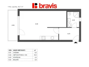 Prodej bytu 1+kk, Lipůvka, 40 m2