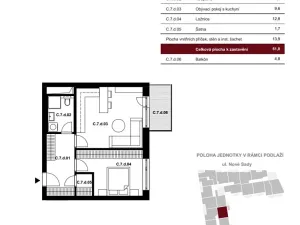 Prodej bytu 2+kk, Brno, Nové sady, 51 m2