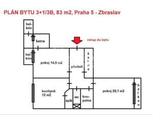 Pronájem bytu 2+1, Praha, Sulova, 83 m2
