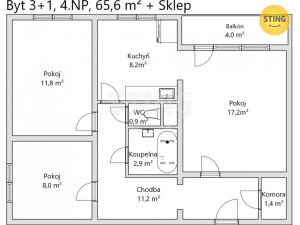 Prodej bytu 3+1, Ždánice, Kostelní, 65 m2