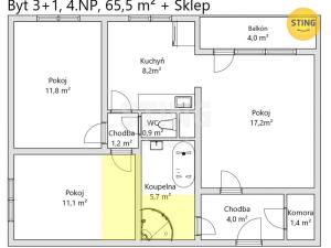 Prodej bytu 3+1, Ždánice, Kostelní, 65 m2