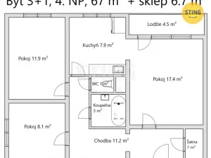 Prodej bytu 3+1, Ždánice, Kostelní, 65 m2
