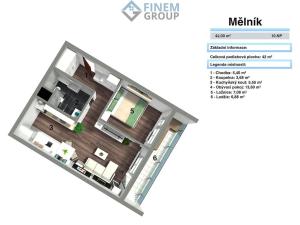 Prodej bytu 2+kk, Mělník, 42 m2