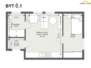 Pronájem bytu 2+kk, Chrášťany - Bylany, 35 m2