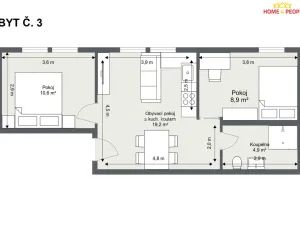 Pronájem bytu 3+kk, Chrášťany - Bylany, 44 m2