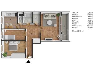 Prodej bytu 3+1, Praha - Čimice, Okořská, 69 m2