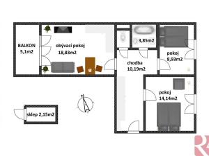 Prodej bytu 3+kk, Poděbrady - Poděbrady III, Čechova, 60 m2