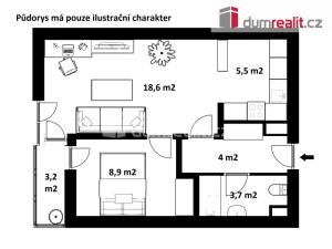 Pronájem bytu 2+kk, Třeboň - Třeboň II, Táboritská, 44 m2
