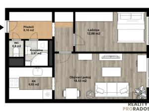 Pronájem bytu 2+kk, Praha, Seydlerova, 48 m2