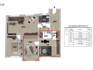 Prodej bytu 2+kk, Oslavany, Široká, 44 m2
