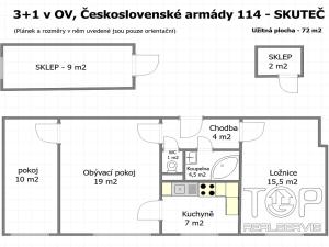 Prodej bytu 3+1, Skuteč, Československé armády, 72 m2
