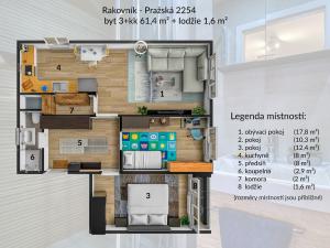 Pronájem bytu 3+kk, Rakovník - Rakovník II, Pražská, 61 m2