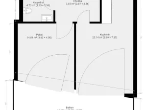 Pronájem bytu 2+kk, Brno - Komín, Bystrcká, 49 m2