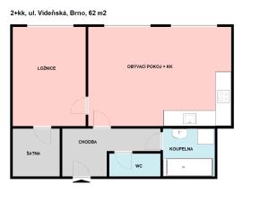 Pronájem bytu 2+kk, Brno - Štýřice, Vídeňská, 62 m2