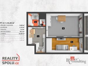 Prodej bytu 2+1, Praha - Modřany, K otočce, 53 m2