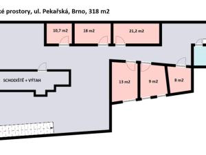 Pronájem kanceláře, Brno, Pekařská, 318 m2