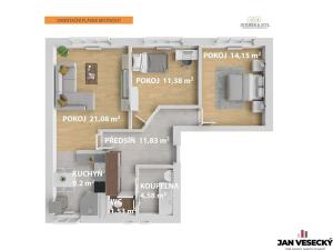 Pronájem bytu 3+kk, Praha - Čakovice, U Párníků, 74 m2