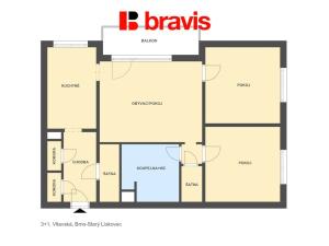 Pronájem bytu 3+1, Brno - Starý Lískovec, Vltavská, 70 m2