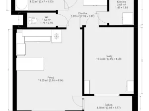 Pronájem bytu 2+kk, Brno, Říčanská, 47 m2