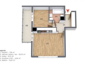 Pronájem bytu 2+kk, Praha - Kyje, Farkašova, 50 m2