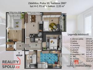 Prodej bytu 4+1, Praha - Záběhlice, Švehlova, 95 m2