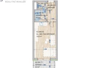 Pronájem bytu 1+kk, Brno, Komárovská, 28 m2