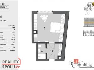 Pronájem bytu 1+kk, Brno - Zábrdovice, Bratislavská, 32 m2
