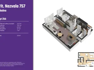Prodej bytu 2+kk, Kladno, Vít. Nezvala, 44 m2