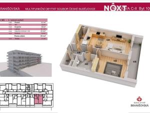 Prodej bytu 2+kk, České Budějovice, Branišovská, 67 m2
